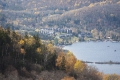 View on Mont Tremblant resorts and lake and forest at fall