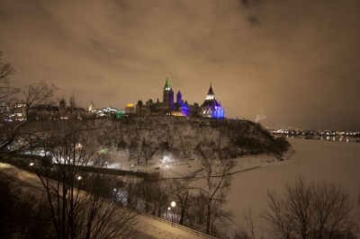 Canadian Parliament at winter night