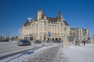 Chateau Lauries Winter in downtown Ottawa in February