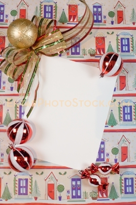 Christmas greeting card with ornaments with little houses
