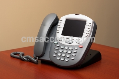 Modern VOIP phone on desk