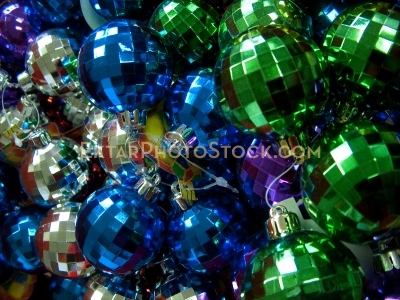 Multiple green blue silver Christmas balls