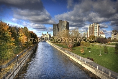 Rideau Canal Autumn View in Downtown Ottawa