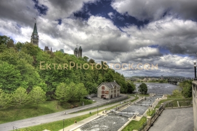 Rideau Canal Locks and Parliament at Spring