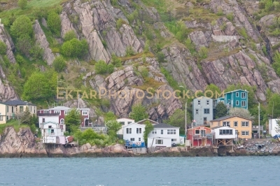 St Johns colorful houses on the rocks