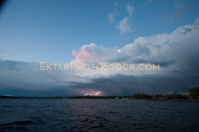 Thunderstorm and lightning over the ottawa river